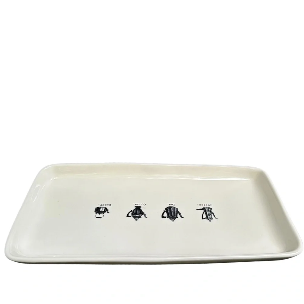Rae Dunn Coffee Tea Cocoa Cider Icon Platter Serving Tray 2017 OG HTF NWT